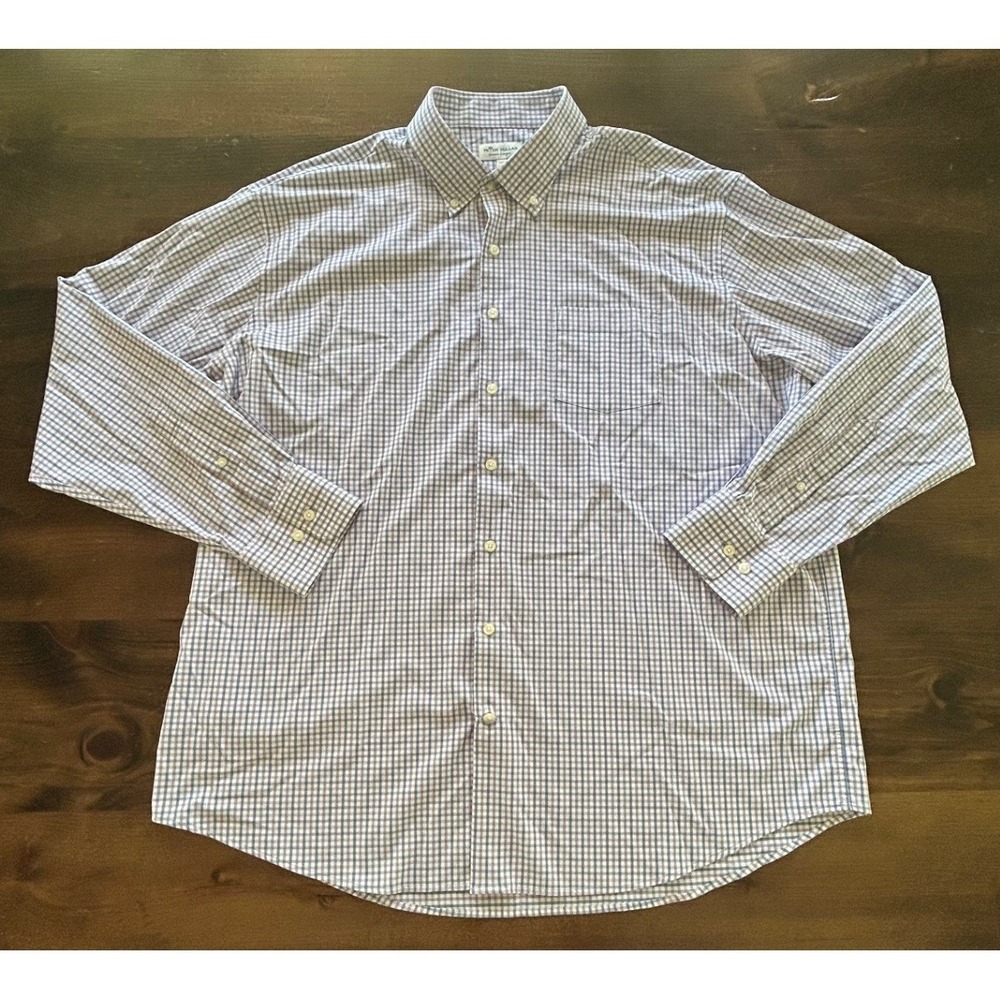 Peter Millar Summer Comfort XXL Blue Purple Gingham Stretch Button Down Shirt